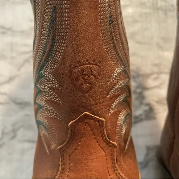 Ariat Turquoise and Tan Leather Western Boots - Picture 6 of 14